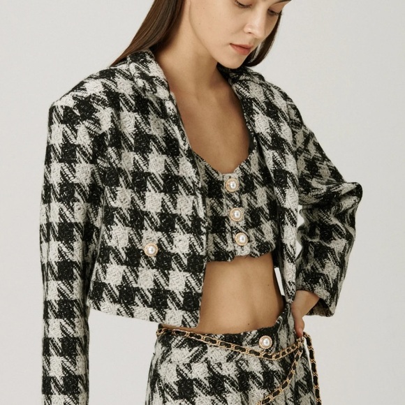 STORETS Milla Tweed Crop Jacket + Crop Top Set - Picture 1 of 5